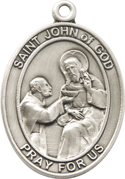 Silver Oxide St. John of God Keychain