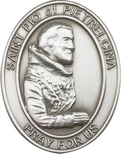 Antique Silver St. Pio of Pietrelcina Visor Clip