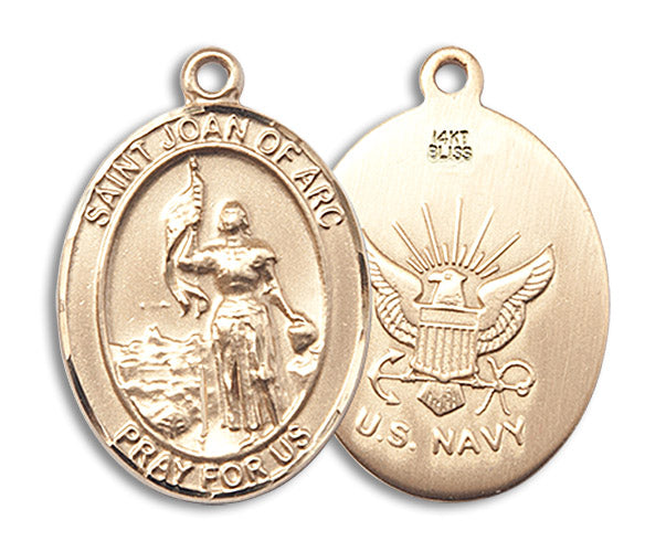 14kt Gold Saint Joan Of Arc / Navy Medal