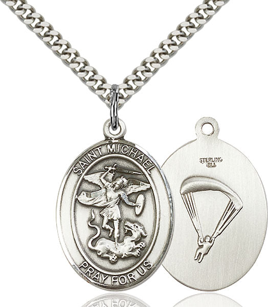 Sterling Silver Saint Michael / Paratrooper Pendant