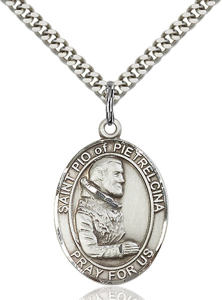 Sterling Silver Saint Pio of Pietrelcina Pendant