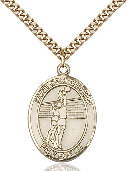14kt Gold Filled Saint Christopher/Volleyball Pendant
