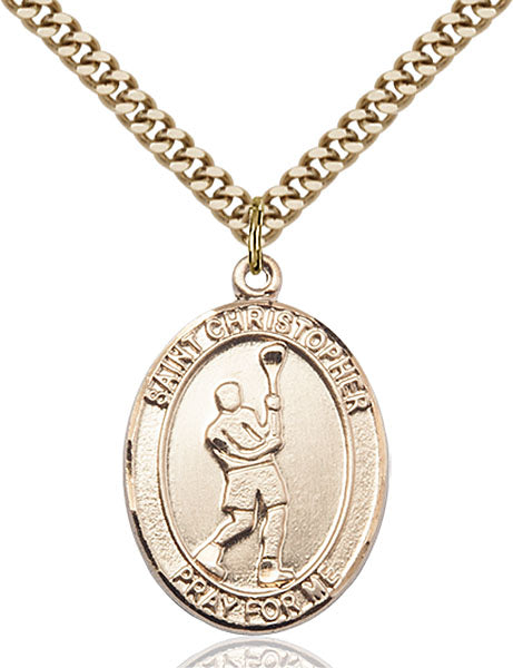 14kt Gold Filled Saint Christopher/Lacrosse Pendant