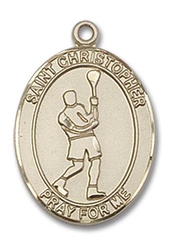 14kt Gold Saint Christopher/Lacrosse Medal