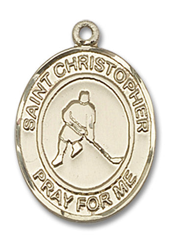 14kt Gold Saint Christopher/Ice Hockey Medal