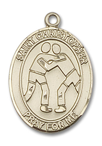 14kt Gold Saint Christopher/Wrestling Medal