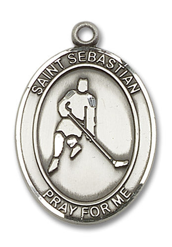 Sterling Silver Saint Sebastian/Ice Hockey Pendant