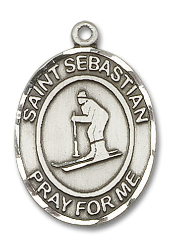Sterling Silver Saint Sebastian/Skiing Pendant