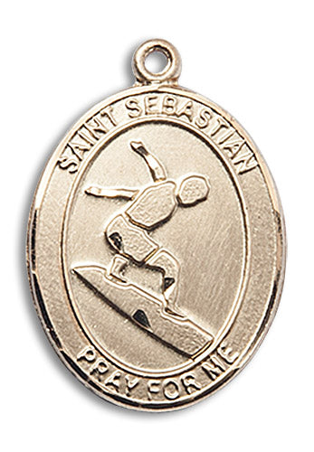 14kt Gold Filled Saint Sebastian/Surfing Pendant