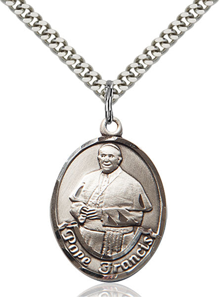 Sterling Silver Pope Francis Oval Pendant