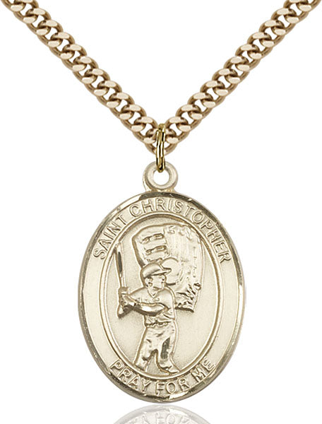 14kt Gold Filled Saint Christopher/Baseball Pendant