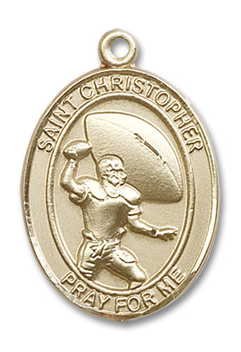 14kt Gold Saint Christopher / Football Medal