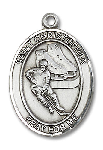 Sterling Silver Saint Christopher/Hockey Pendant