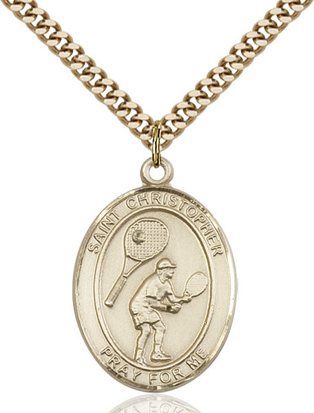14kt Gold Filled Saint Christopher/Tennis Pendant
