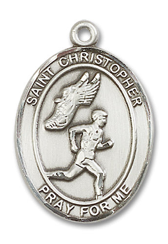Sterling Silver Saint Christopher/Track&Field Men Pe