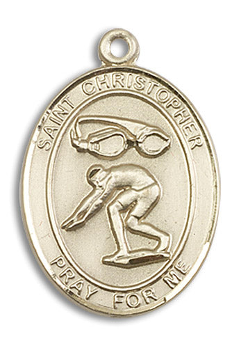 14kt Gold Saint Christopher/Swimming Medal