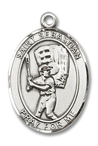 Sterling Silver Saint Sebastian / Baseball Pendant
