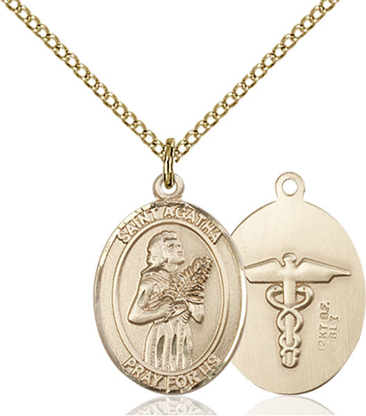 14kt Gold Filled Saint Agatha / Nurse Pendant