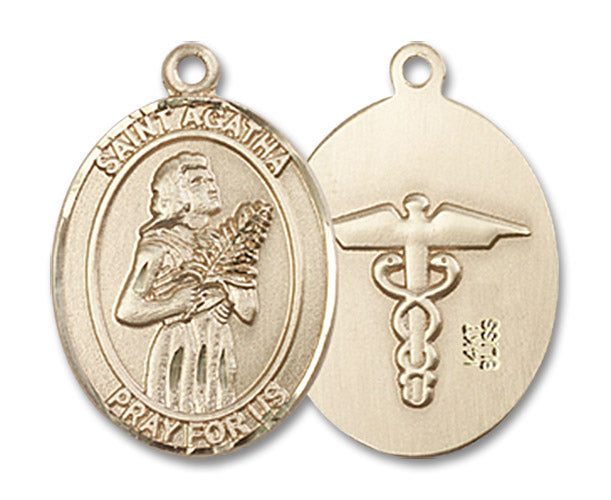 14kt Gold Saint Agatha / Nurse Medal