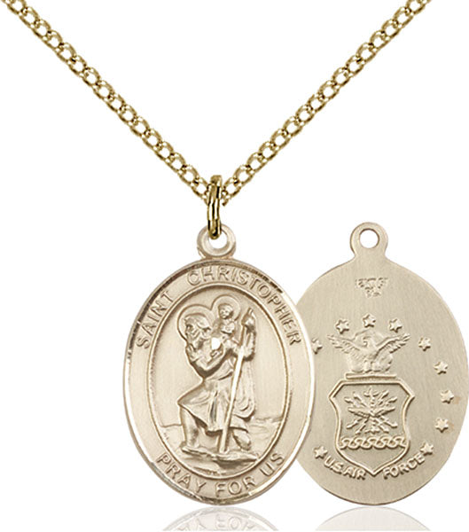 14kt Gold Filled Saint Christopher / Air Force Pendant