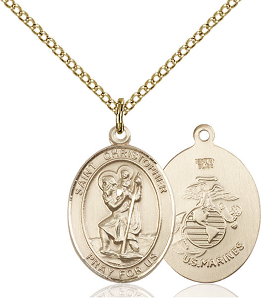 14kt Gold Filled Saint Christopher / Marines Pendant