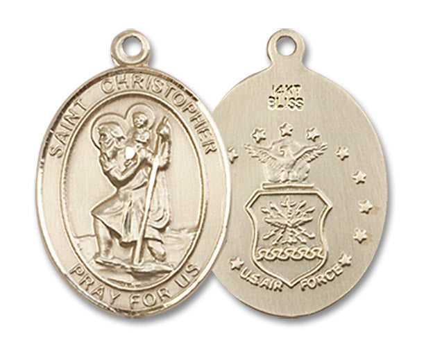 14kt Gold Saint Christopher / Air Force Medal