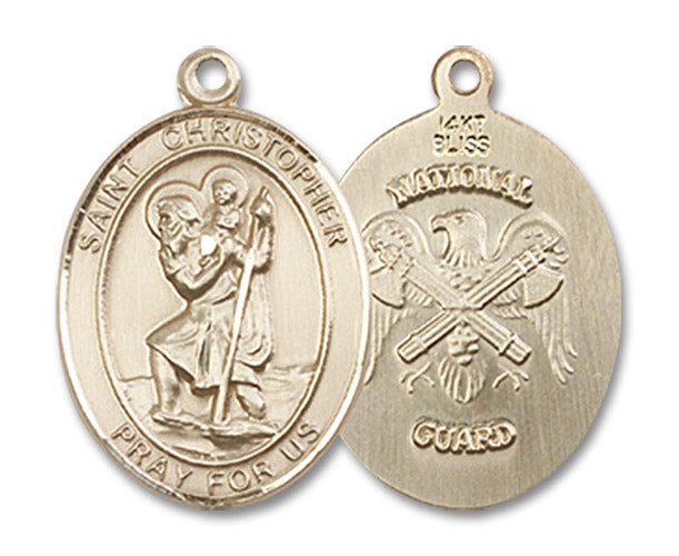 14kt Gold Saint Christopher / Nat'l Guard Medal