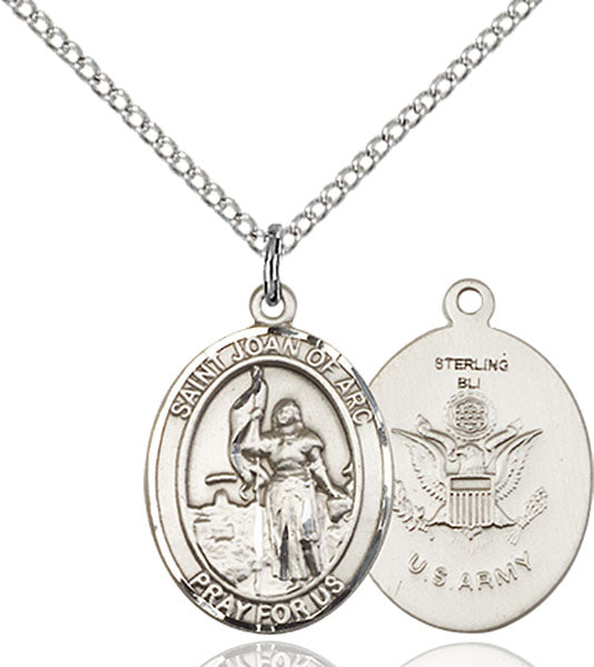 Sterling Silver Saint Joan Of Arc / Army Pendant