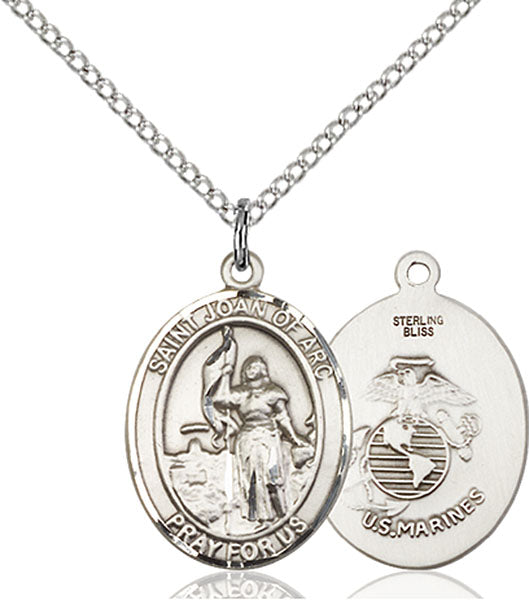 Sterling Silver Saint Joan Of Arc / Marines Pendant