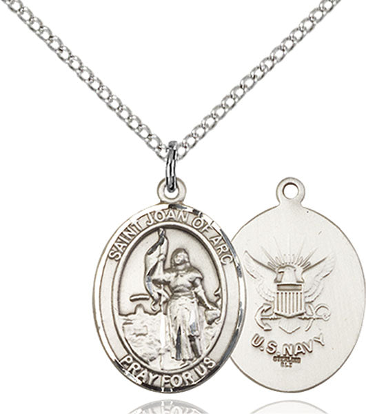 Sterling Silver Saint Joan Of Arc / Navy Pendant