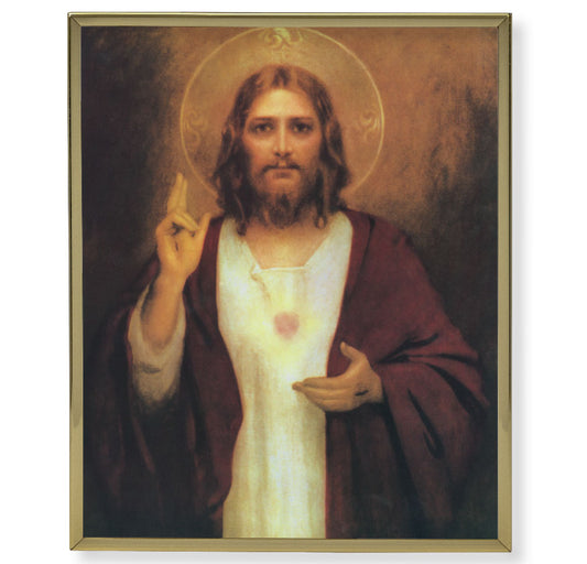 Sacred Heart of Jesus Gold Framed Plaque Art