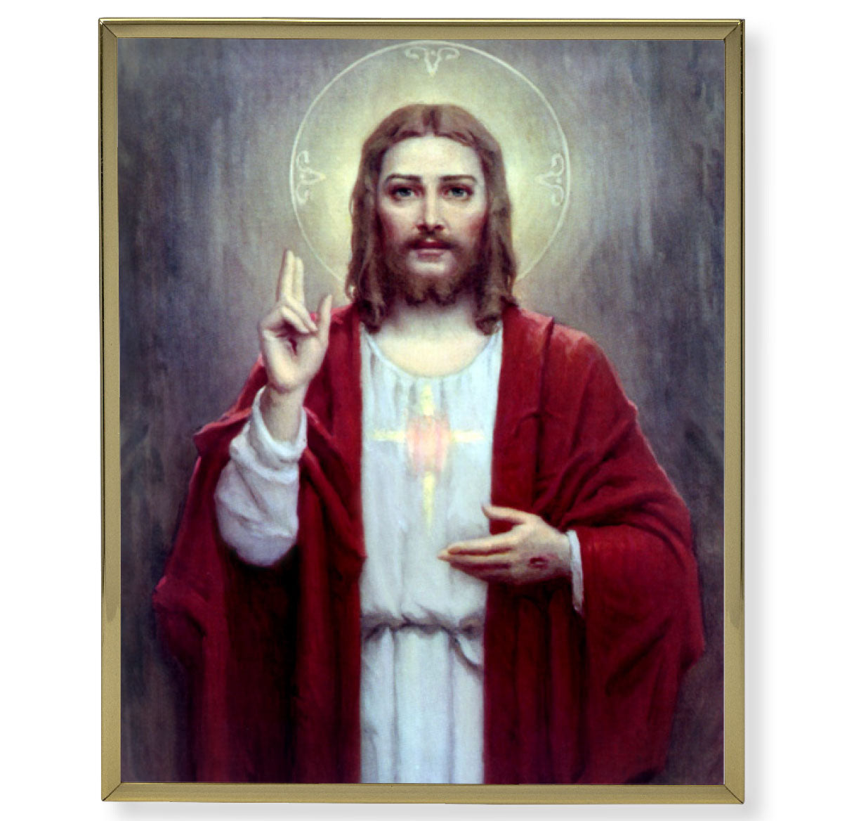 Sacred Heart of Jesus Gold Framed Plaque Art