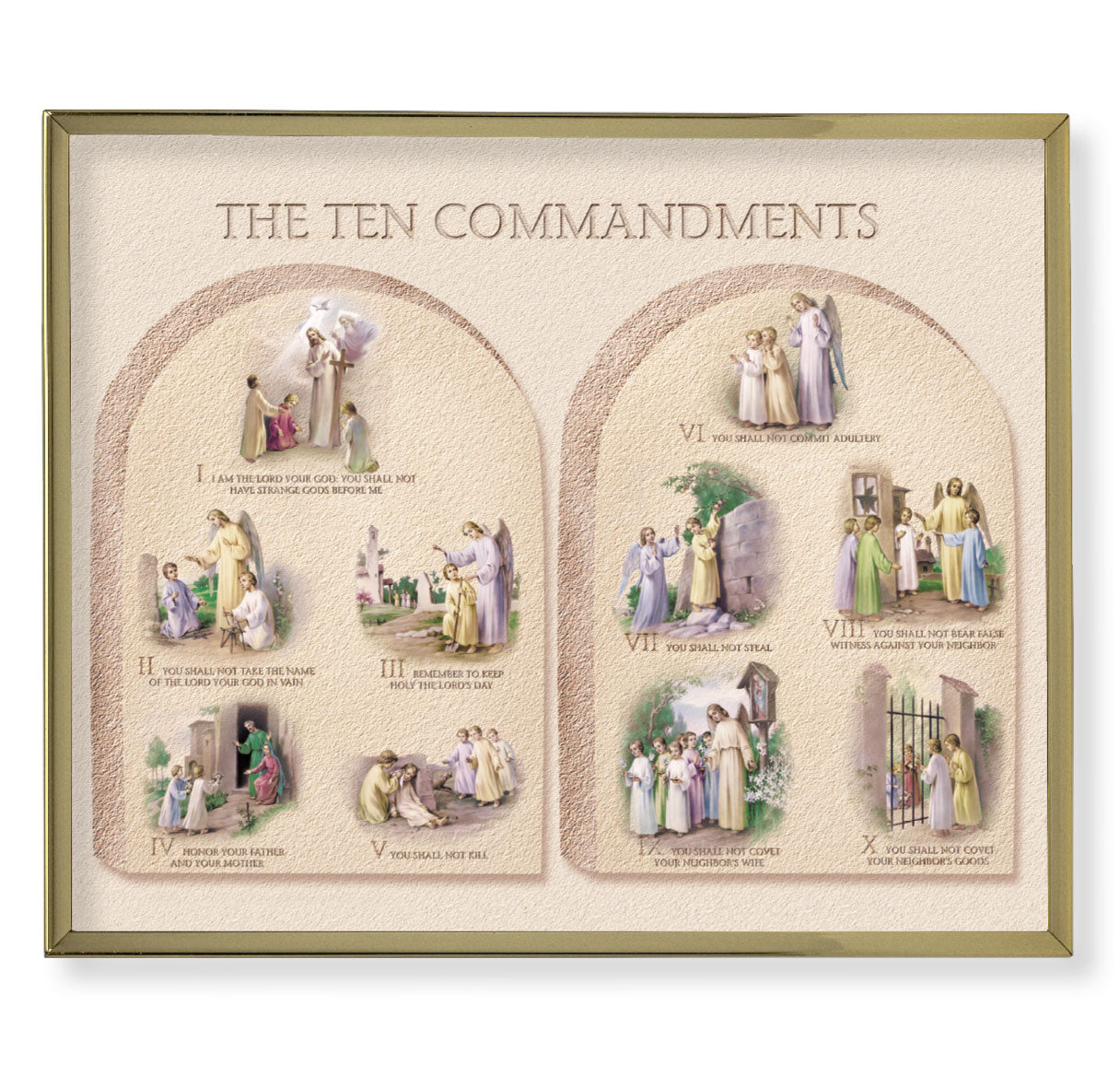 Ten Commandments Gold Framed Plaque Art