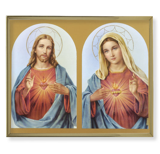 The Sacred Hearts Gold Framed Plaque Art