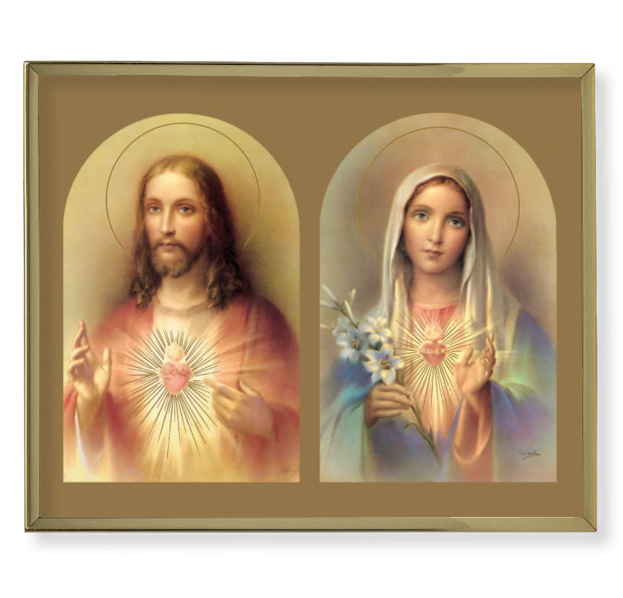 The Sacred Hearts Gold Framed Plaque Art