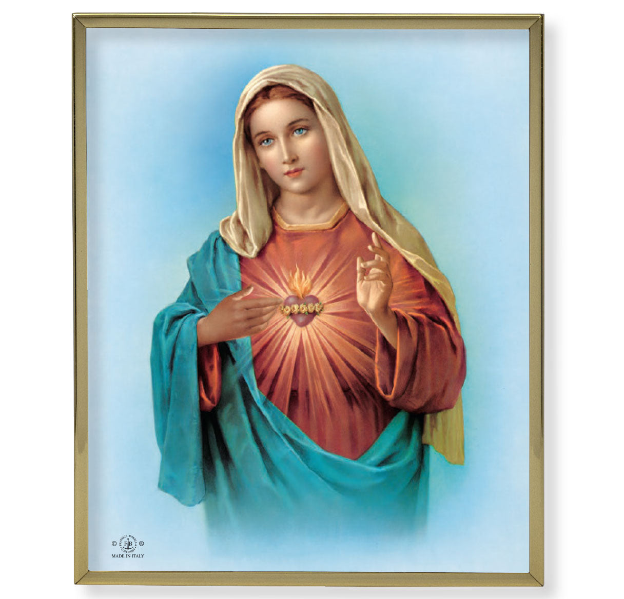 Immaculate Heart of Mary Gold Framed Plaque Art