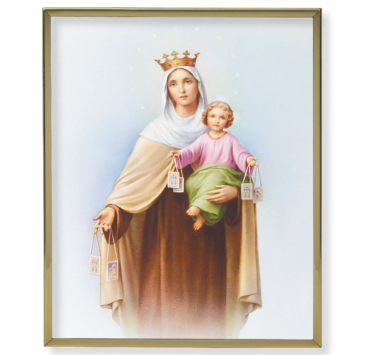 Our Lady of Mount Carmel Gold Framed Plaque Art