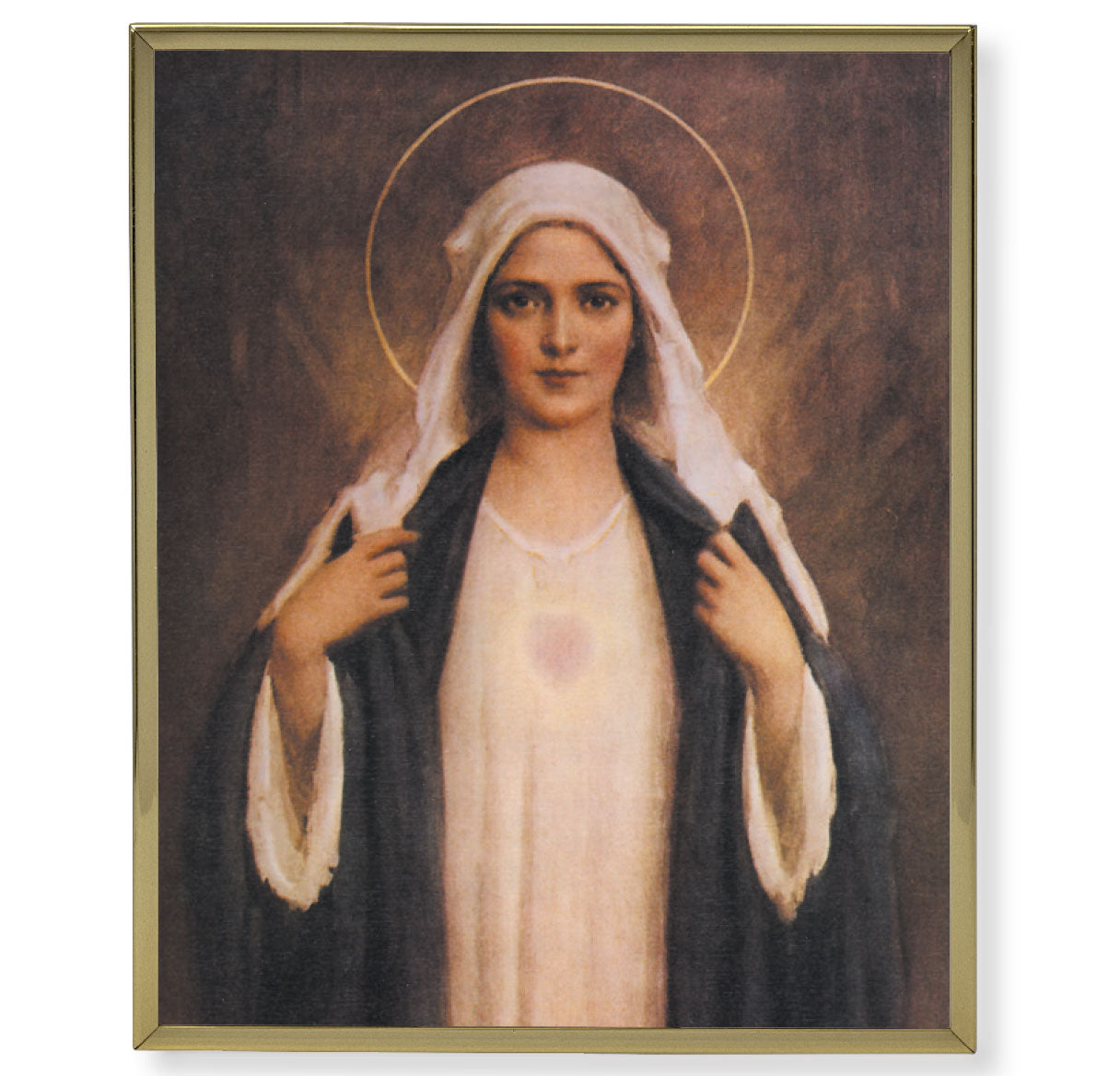 Immaculate Heart of Mary Gold Framed Plaque Art