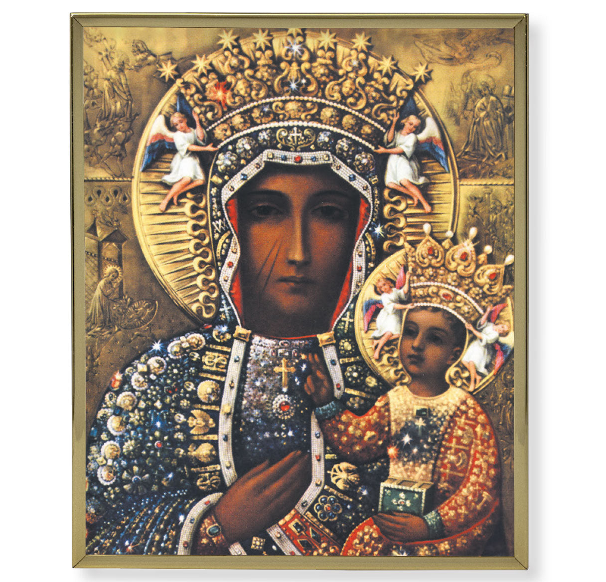 Our Lady of Czestochowa Gold Framed Plaque Art