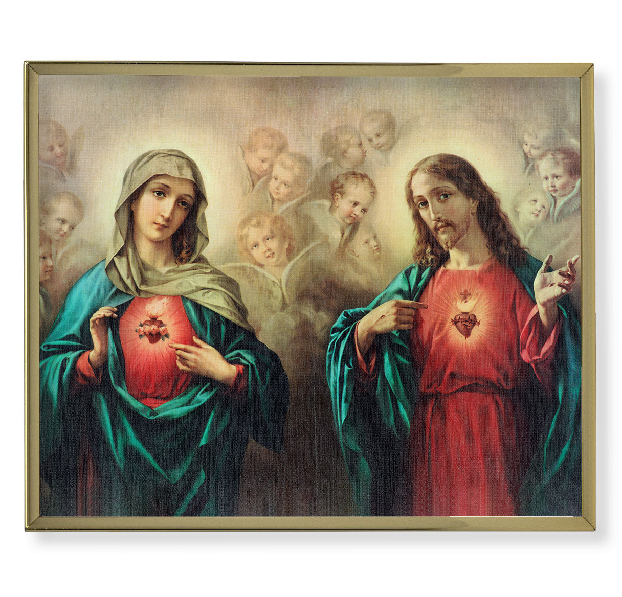 The Sacred Hearts Gold Framed Plaque Art