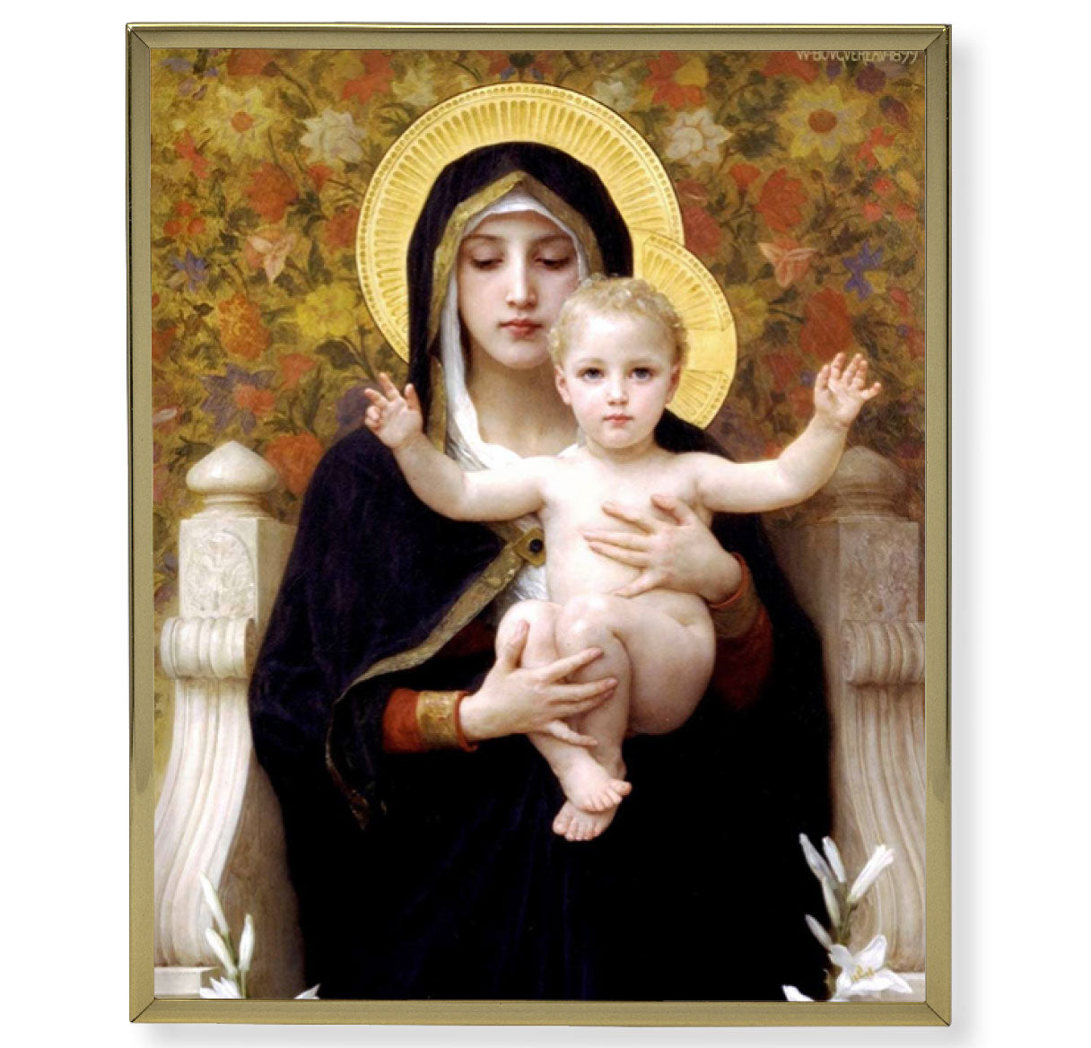 Madonna of the Lilies Gold Framed Plaque Art