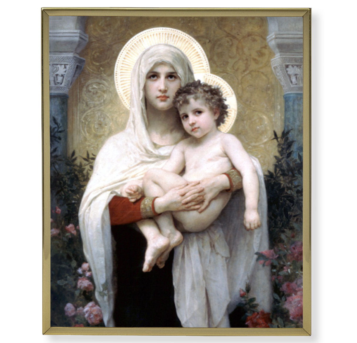 Madonna of the Roses Gold Framed Plaque Art