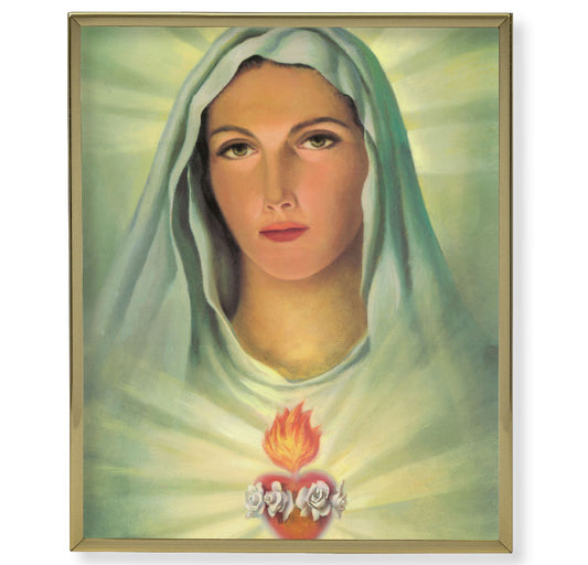 Immaculate Heart of Mary Gold Framed Plaque Art