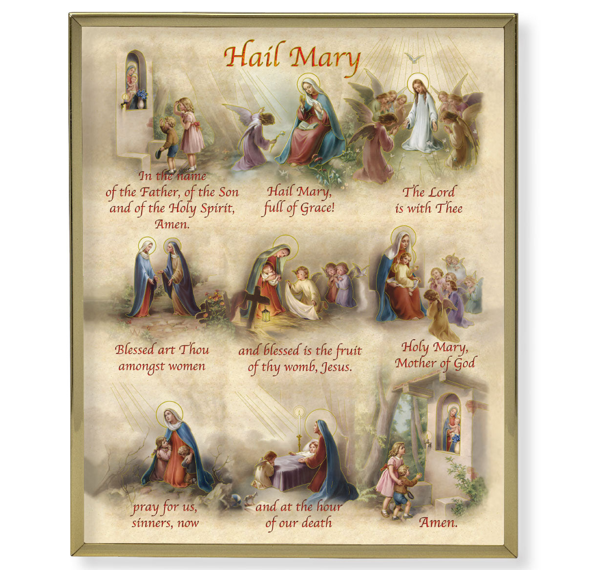 Hail Mary Gold Framed Plaque Art