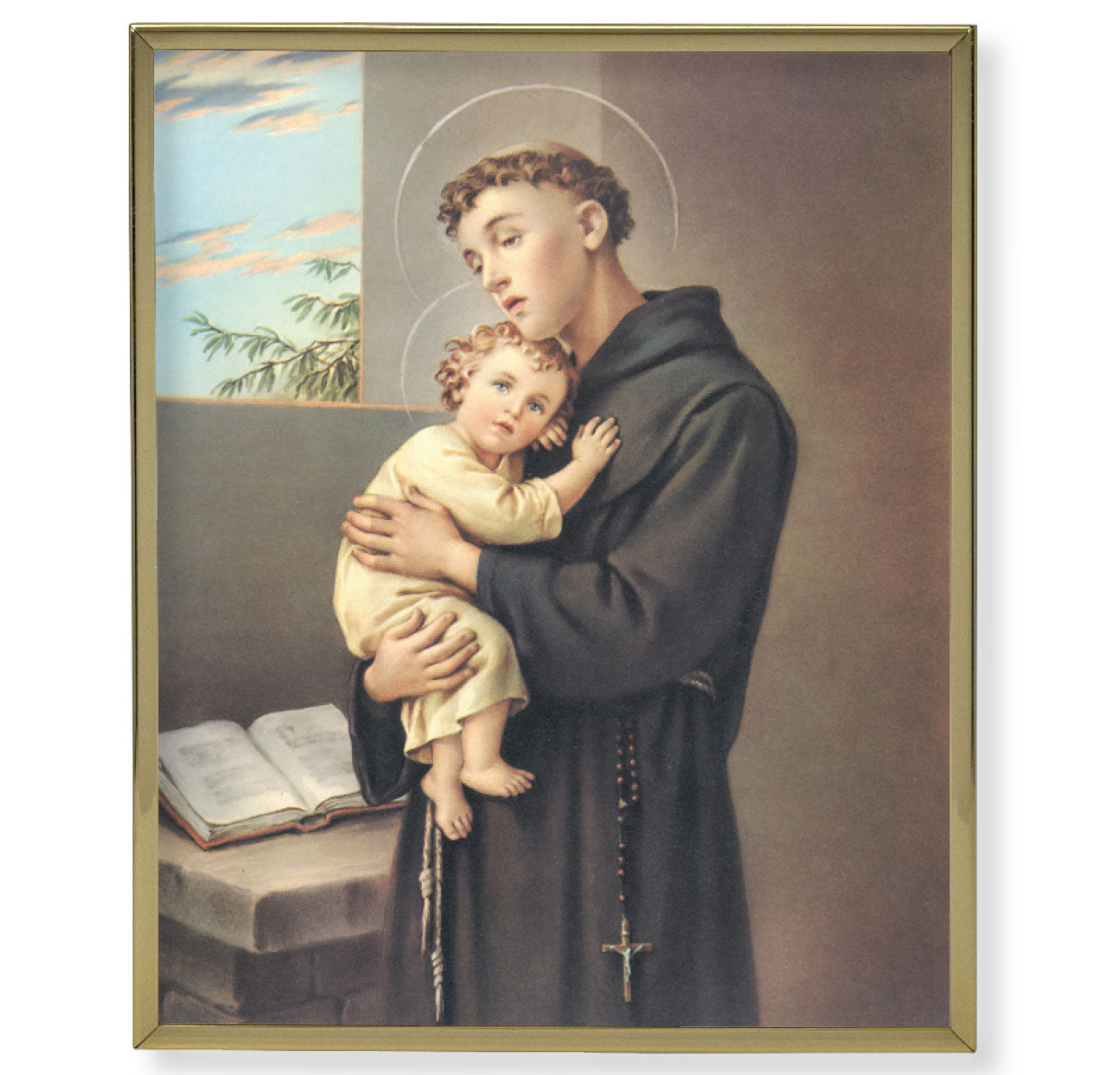 St. Anthony Gold Framed Plaque Art