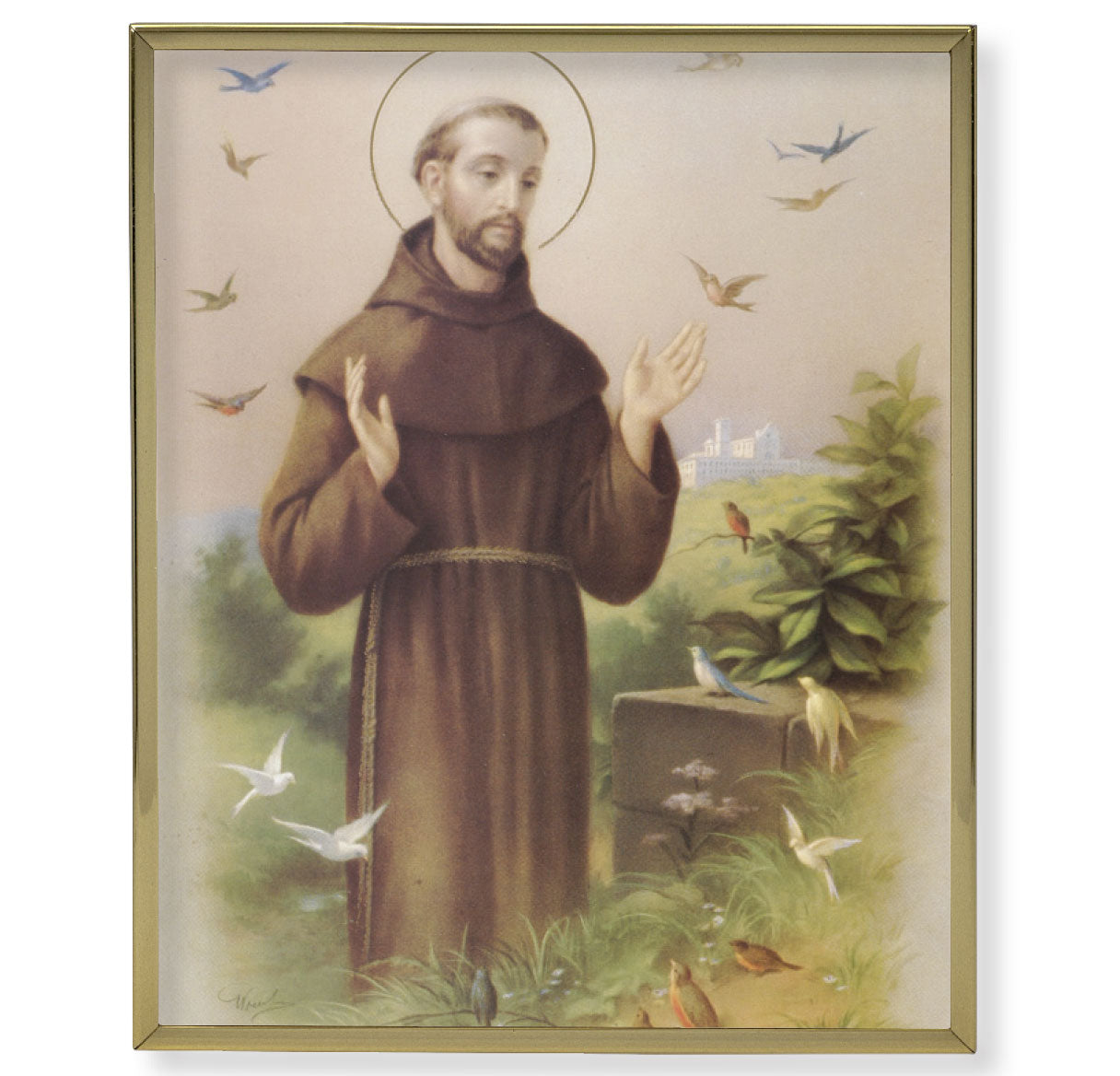 St. Francis Gold Framed Plaque Art