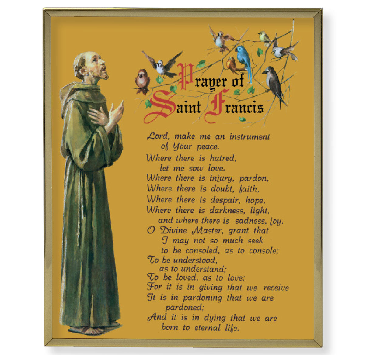Prayer of St. Francis Gold Framed Plaque Art