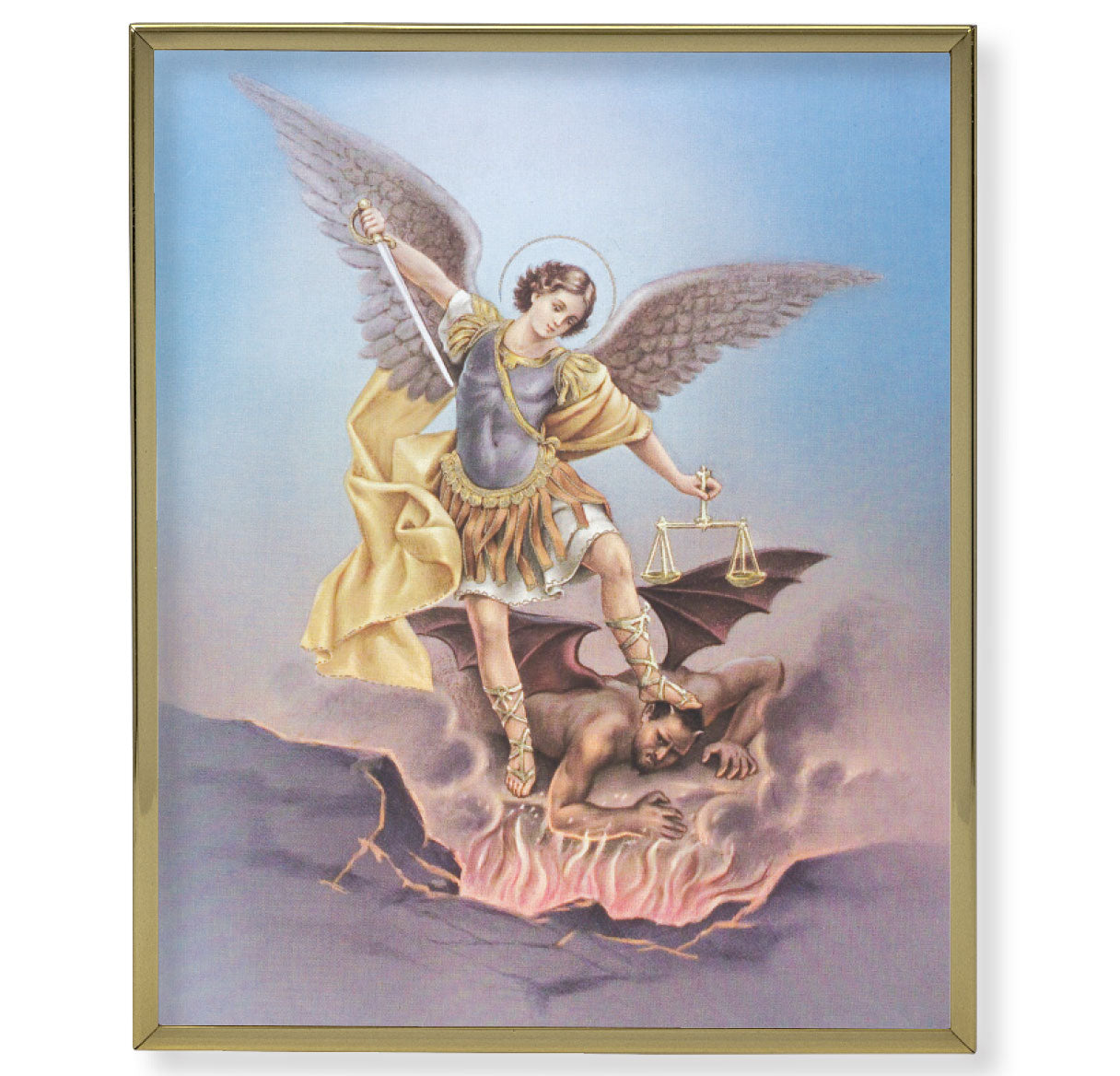 St. Michael Gold Framed Plaque Art