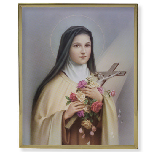 St. Therese Gold Framed Plaque Art