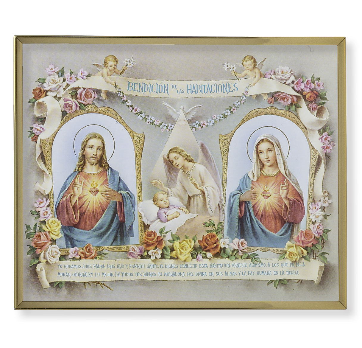 Baby Room Blessing (Spanish) Gold Framed Plaque Art
